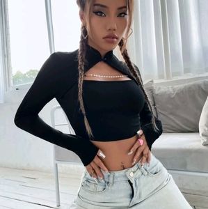 Shein front pearl design crop top